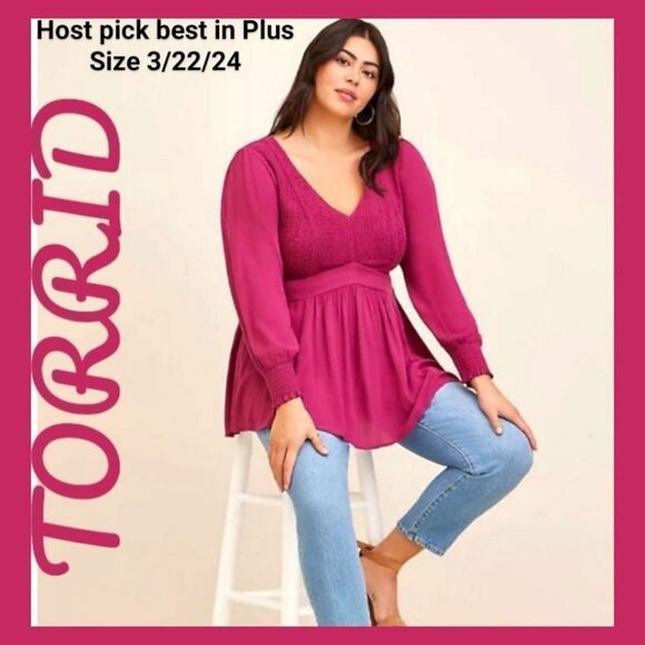 TORRID Plus Size NEW Gauze Babydoll LongSleeve  Tunic 1X - Picture 2 of 11